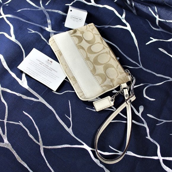 Coach Light Khaki/White  Wristlet - Picture 1 of 9